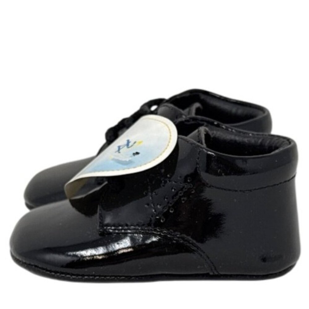 Heavenly Fashion Soles Black Baby Shoes Size 15 Patent Leather lace New with Tag